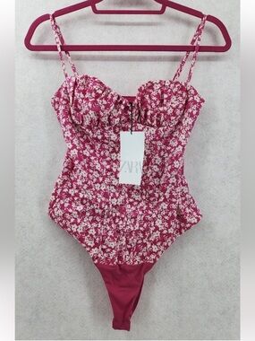 NEW! ZARA Barbie Pink Floral Print Corset Style Bodysuit XS